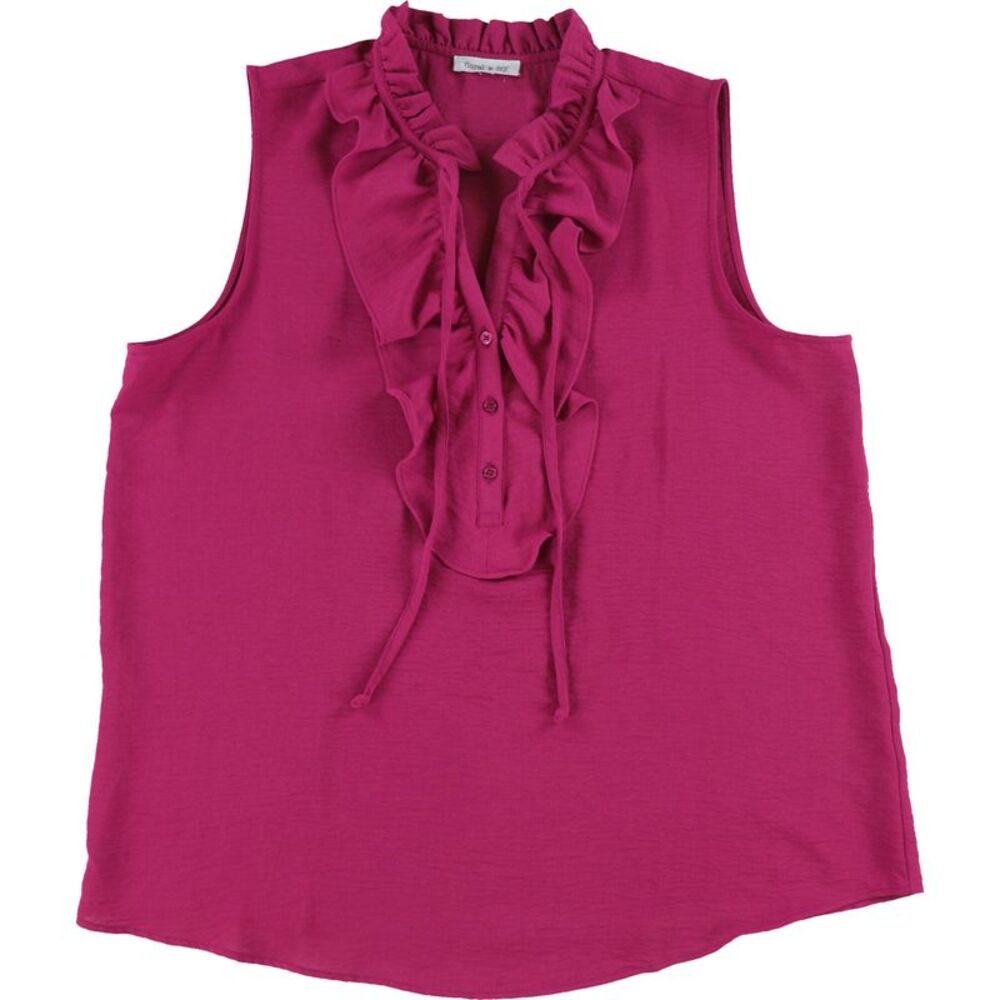 floral & ivy Womens Ruffled Sleeveless Blouse Top, Purple, XL, DM